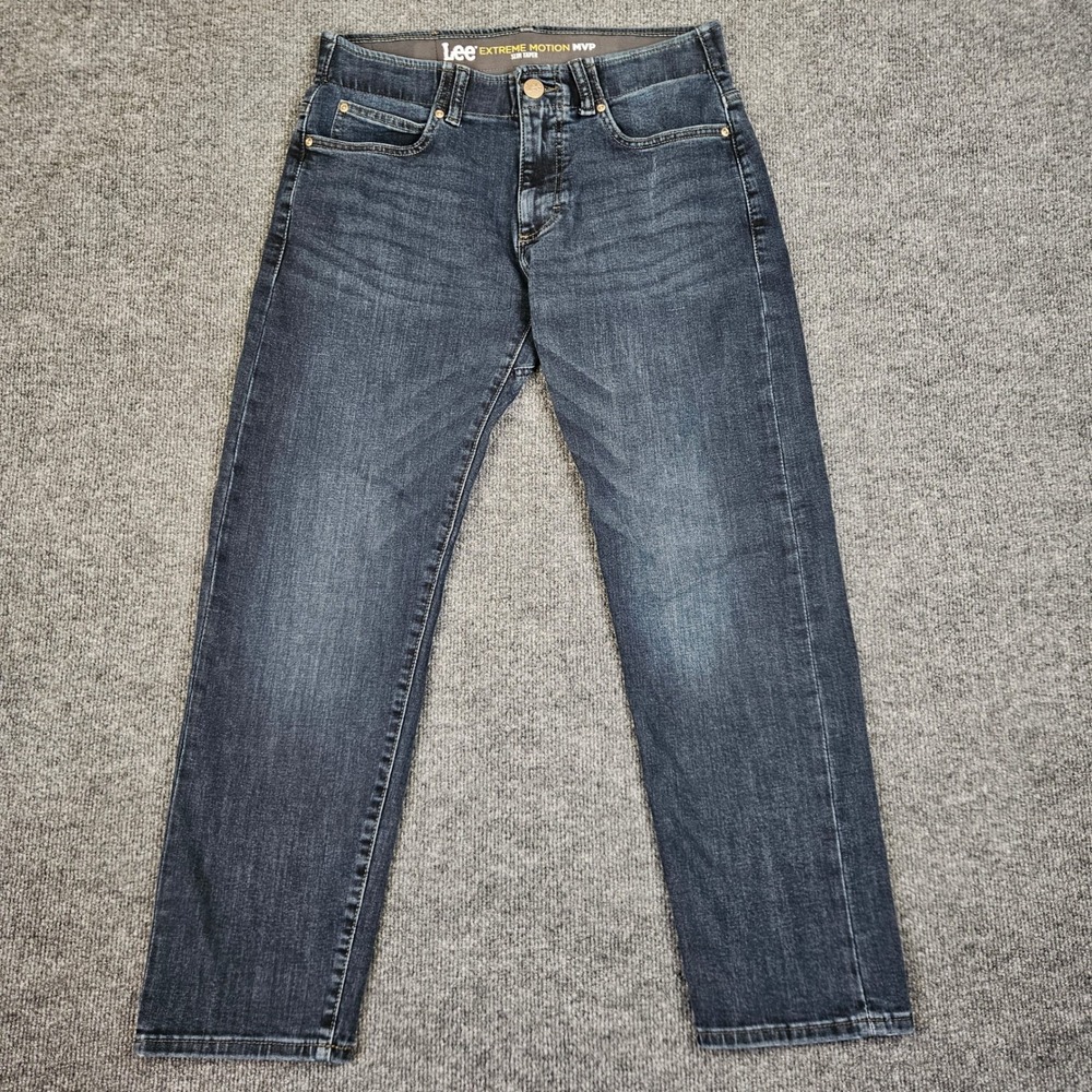 Lee Extreme Motion MVP Slim Taper Jeans Men's 32x29 Dark Wash Stretch Denim Blue